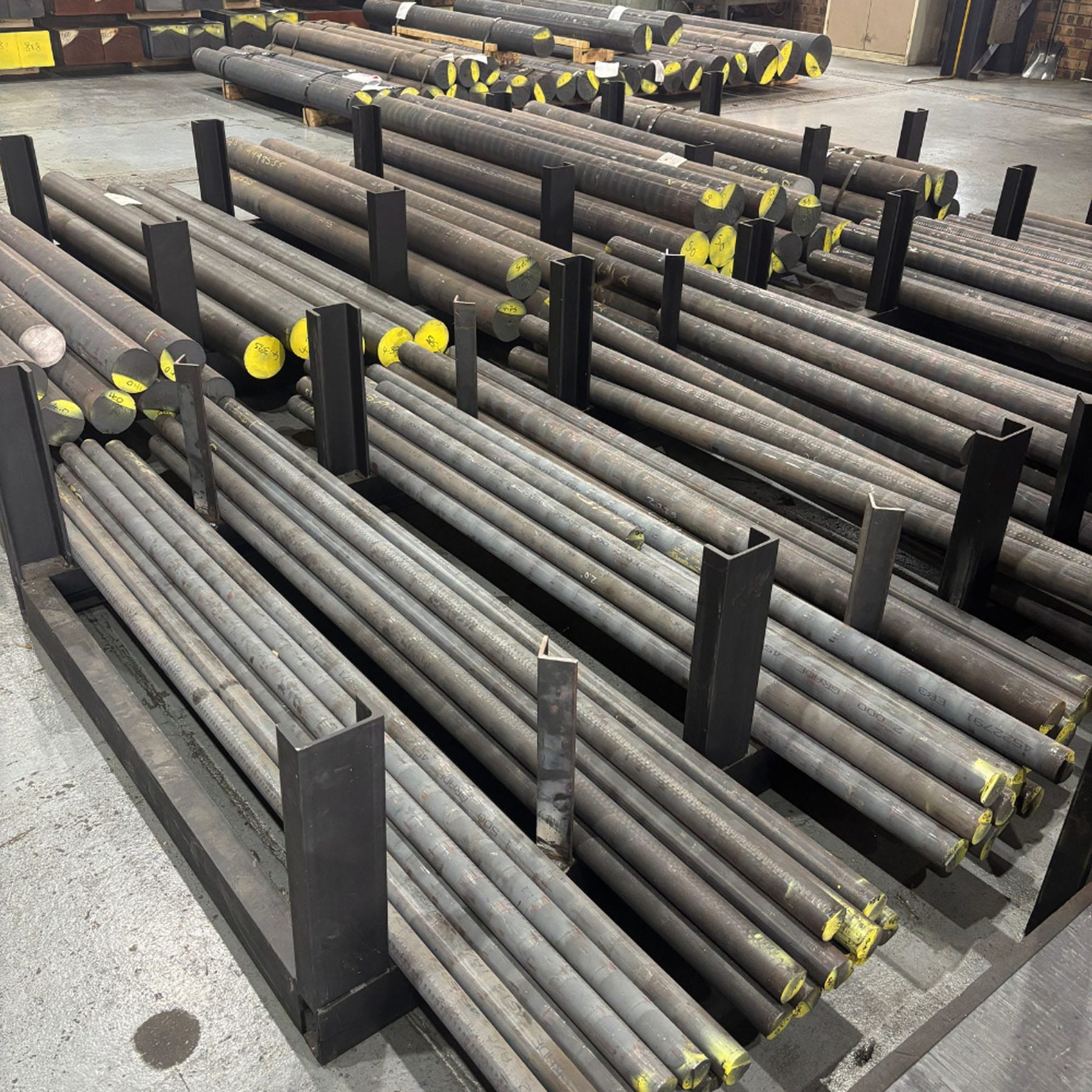 Stacked lengths of Charter Dura-Bar continuous cast iron bar stock